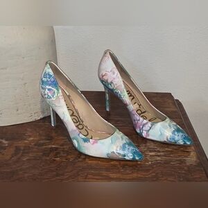 Sam Edelman Hazel Pointed Toe Pump 7.5 Watercolor Pastel Tye Dye Print Heels